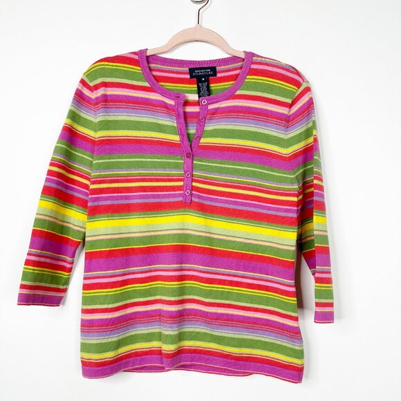 2/$24 Jones New York Signature Striped Knit Popover Top Multi Medium#A0266 TRB2 - Picture 3 of 6